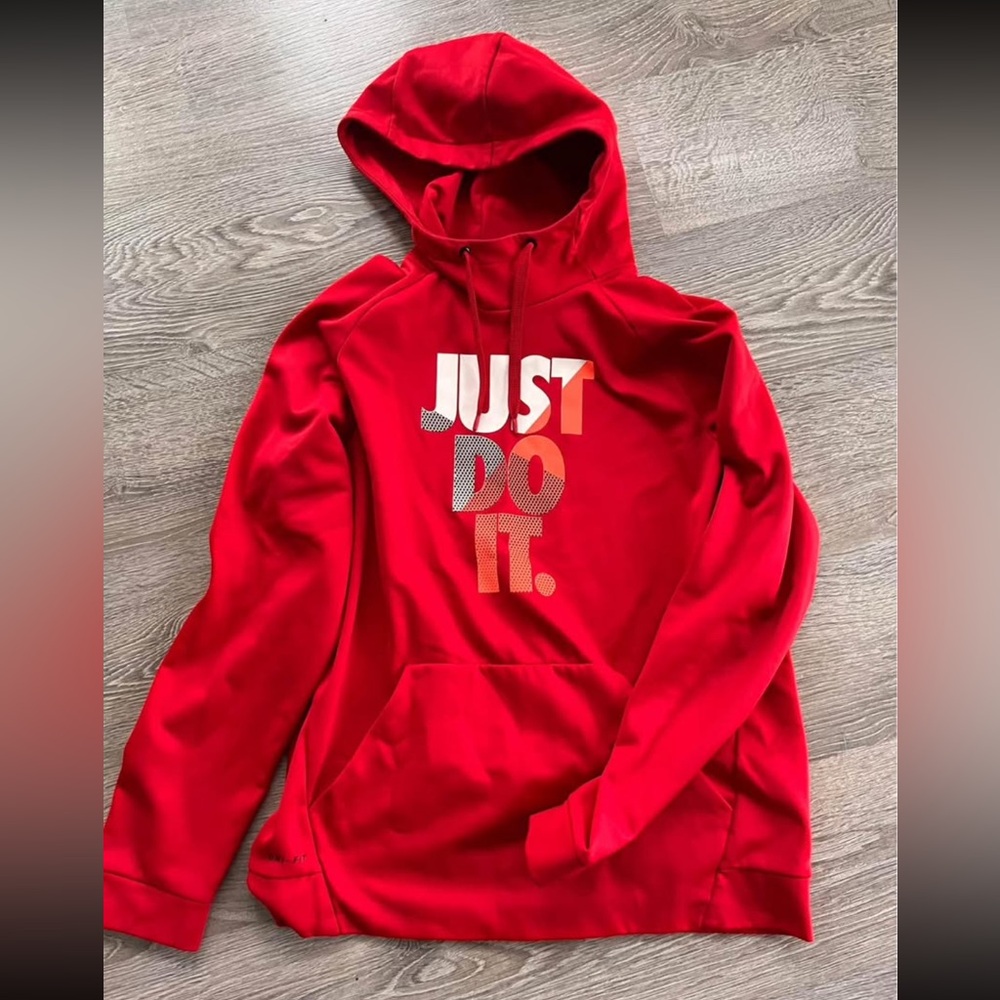NIKE Men’s Red Dri-FIT Hoodie Pullover Sweater, Size Large